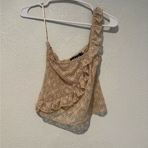 Motel Rocks Lace Ruffle Camisole in Beige